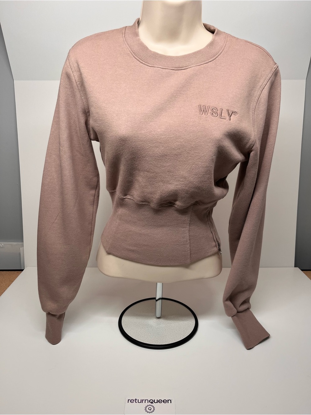 WSLY Dusty Rose Cropped Crew Sweatshirt